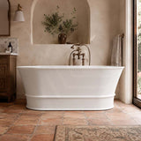 Lukka Harold Oval Solid Surface Stone Freestanding Bathtub with Overflow 1500/1700mm - Matt White