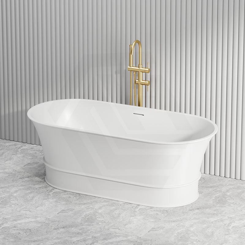 Lukka Harold Oval Solid Surface Stone Freestanding Bathtub with Overflow 1500/1700mm - Matt White