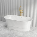 Lukka Harold Oval Solid Surface Stone Freestanding Bathtub with Overflow 1500/1700mm - Matt White