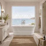 Lukka Harold Oval Solid Surface Stone Freestanding Bathtub with Overflow 1500/1700mm - Matt White