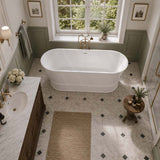Lukka Harold Oval Solid Surface Stone Freestanding Bathtub with Overflow 1500/1700mm - Matt White
