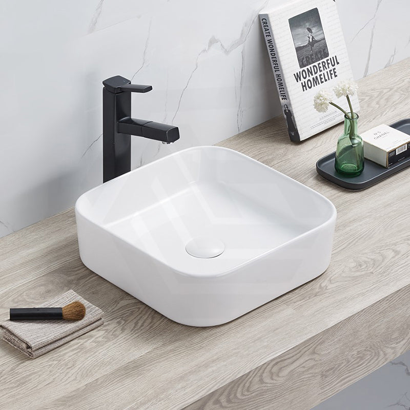 Lukka Kliff 370x370x110mm Square Fine Ceramic Above Counter Basin No Overflow Variant Colour Available