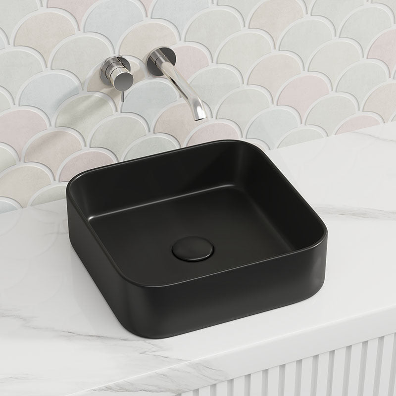 Lukka Kliff 370x370x110mm Square Fine Ceramic Above Counter Basin No Overflow Variant Colour Available