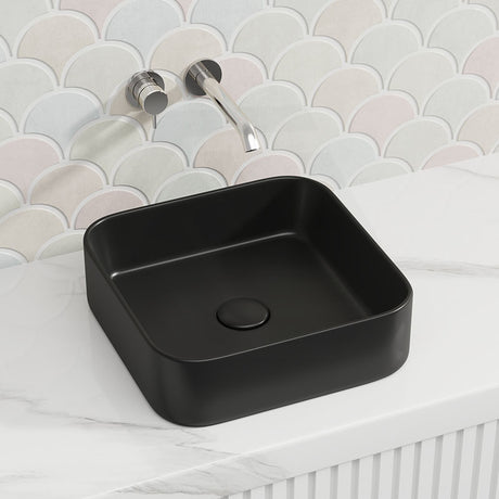 Lukka Kliff 370x370x110mm Square Fine Ceramic Above Counter Basin No Overflow Variant Colour Available