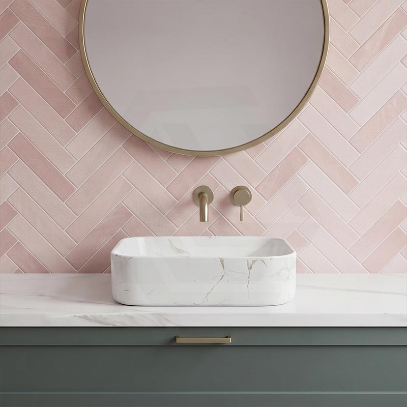 Lukka Kliff Square Fine Ceramic Above Counter Basin No Overflow 370x370x110mm - Matt Marble White