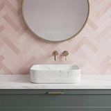 Lukka Kliff Square Fine Ceramic Above Counter Basin No Overflow 370x370x110mm - Matt Marble White