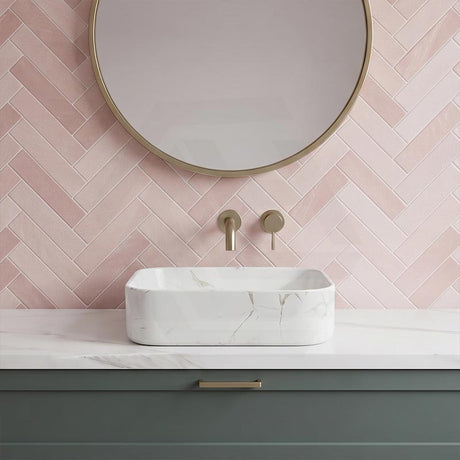 Lukka Kliff Square Fine Ceramic Above Counter Basin No Overflow 370x370x110mm - Matt Marble White