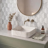 Lukka Kliff Square Fine Ceramic Above Counter Basin No Overflow 370x370x110mm - Matt Marble White