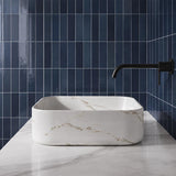 Lukka Kliff Square Fine Ceramic Above Counter Basin No Overflow 370x370x110mm - Matt Marble White