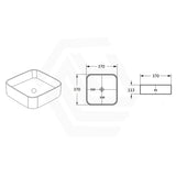 Lukka Kliff 370x370x110mm Square Fine Ceramic Above Counter Basin No Overflow Matt Marble White