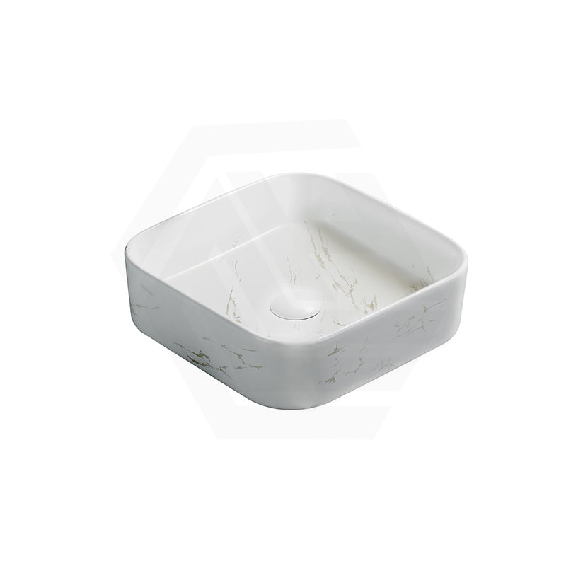 Lukka Kliff 370x370x110mm Square Fine Ceramic Above Counter Basin No Overflow Matt Marble White
