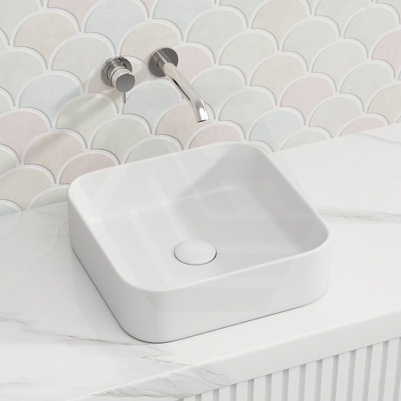 Lukka Kliff 370x370x110mm Square Fine Ceramic Above Counter Basin No Overflow Variant Colour Available
