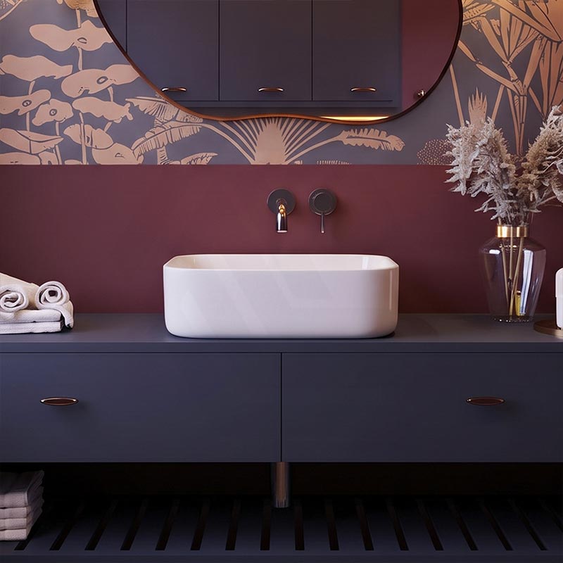 Lukka Kliff Square Fine Ceramic Above Counter Basin No Overflow 370x370x110mm - 3 Colours