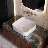 Lukka Kliff Square Fine Ceramic Above Counter Basin No Overflow 370x370x110mm - 3 Colours