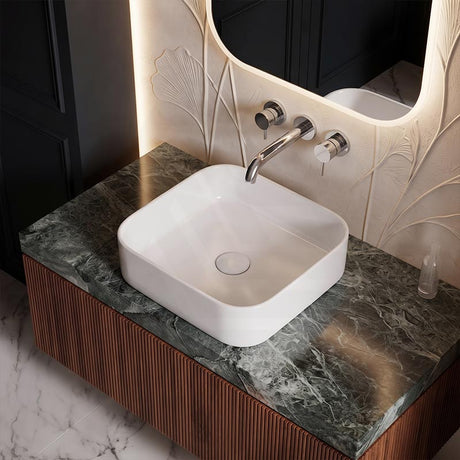 Lukka Kliff Square Fine Ceramic Above Counter Basin No Overflow 370x370x110mm - 3 Colours