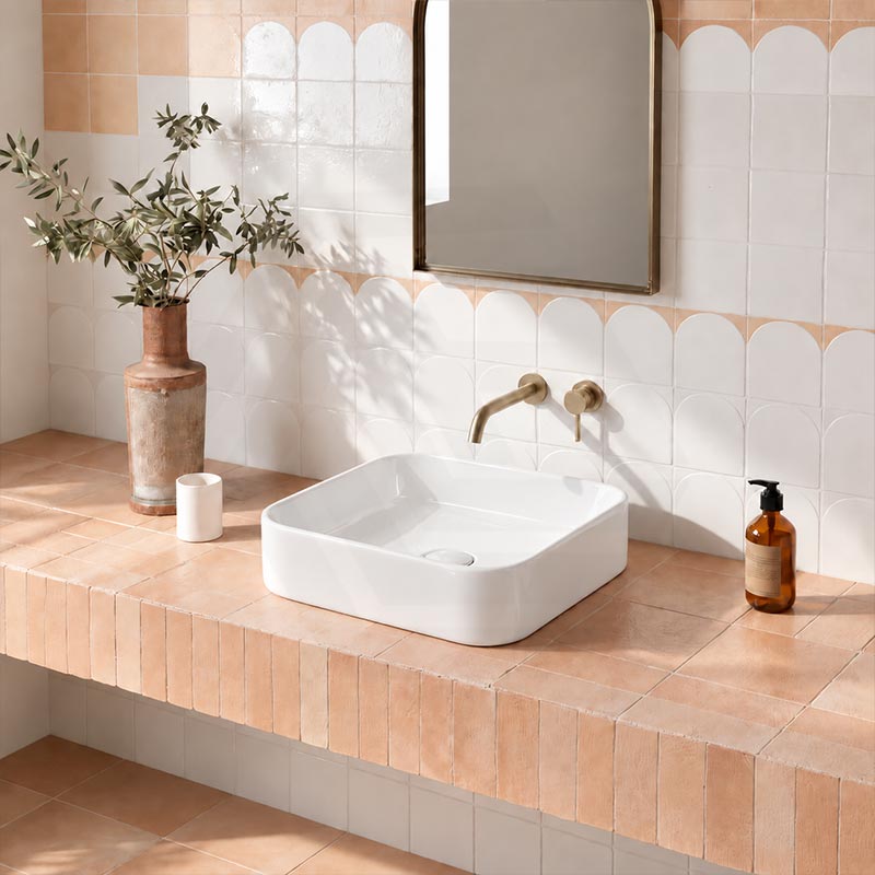 Lukka Kliff Square Fine Ceramic Above Counter Basin No Overflow 370x370x110mm - 3 Colours
