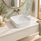 Lukka Kliff Square Fine Ceramic Above Counter Basin No Overflow 370x370x110mm - 3 Colours