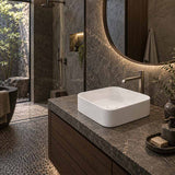 Lukka Kliff Square Fine Ceramic Above Counter Basin No Overflow 370x370x110mm - 3 Colours