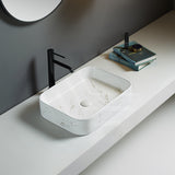 Lukka Kliff 505x370x110mm Fine Ceramic Above Counter Basin No Overflow Matt Marble White