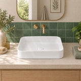 Lukka Kliff Rectangle Ceramic Above Counter Basin No Overflow 505x370x110mm - Variant Colour