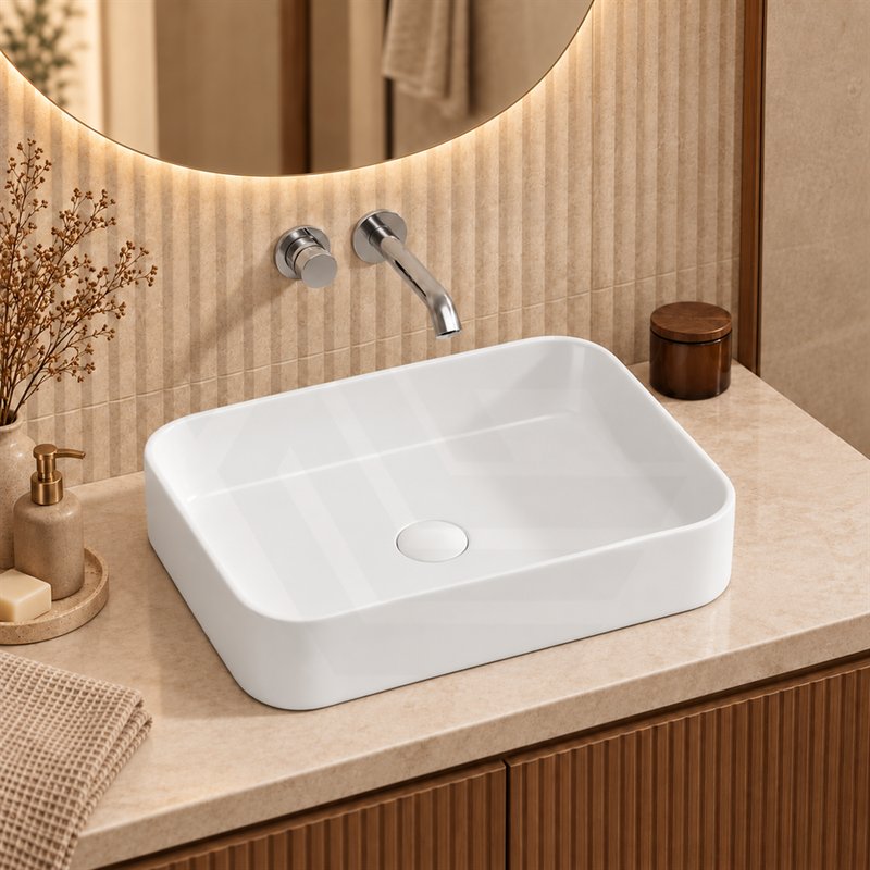 Lukka Kliff Rectangle Ceramic Above Counter Basin No Overflow 505x370x110mm - Variant Colour