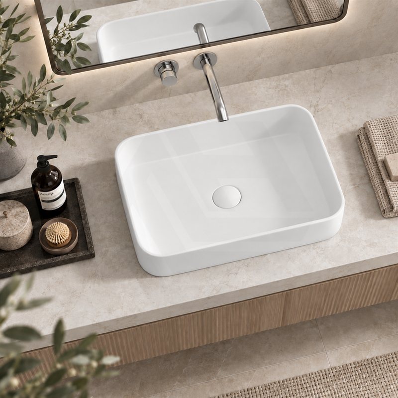 Lukka Kliff Rectangle Ceramic Above Counter Basin No Overflow 505x370x110mm - Variant Colour