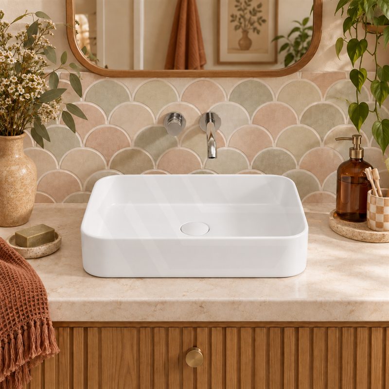 Lukka Kliff Rectangle Ceramic Above Counter Basin No Overflow 505x370x110mm - Variant Colour