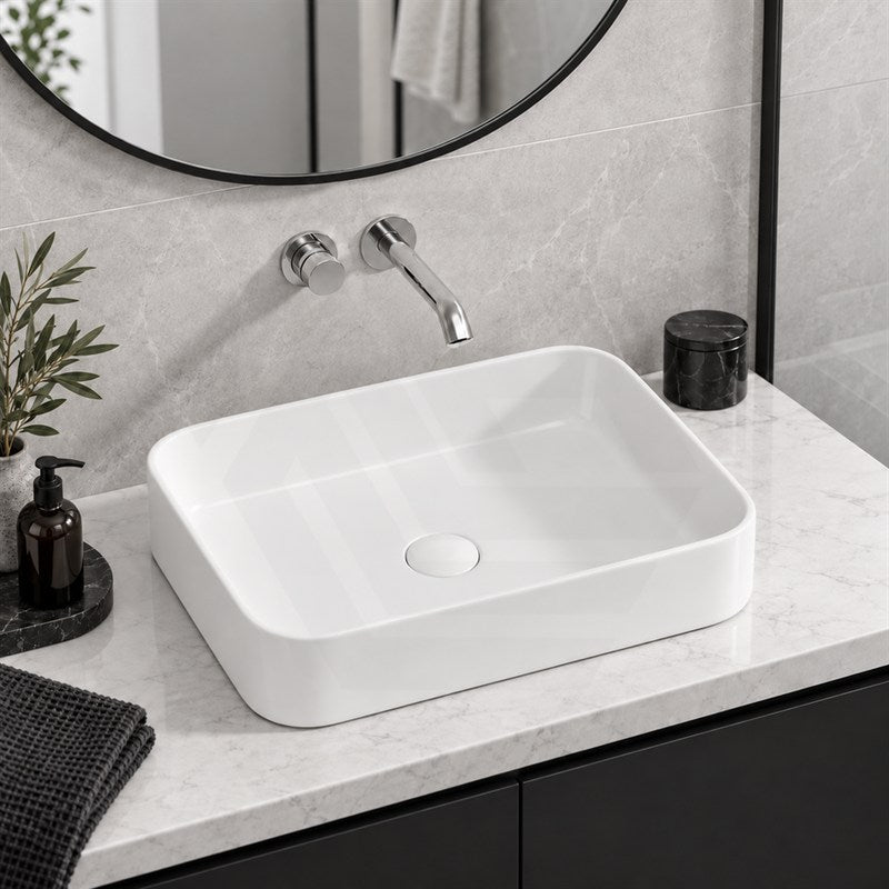 Lukka Kliff Rectangle Ceramic Above Counter Basin No Overflow 505x370x110mm - Variant Colour