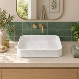 Lukka Kliff Rectangle Ceramic Above Counter Basin No Overflow 505x370x110mm - Variant Colour