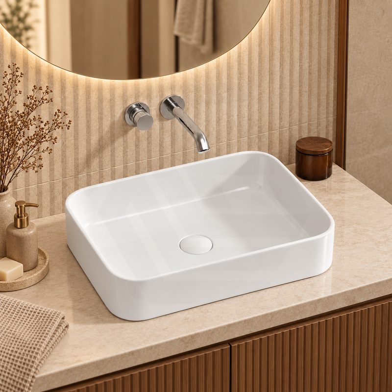 Lukka Kliff Rectangle Ceramic Above Counter Basin No Overflow 505x370x110mm - Variant Colour