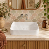 Lukka Kliff Rectangle Ceramic Above Counter Basin No Overflow 505x370x110mm - Variant Colour