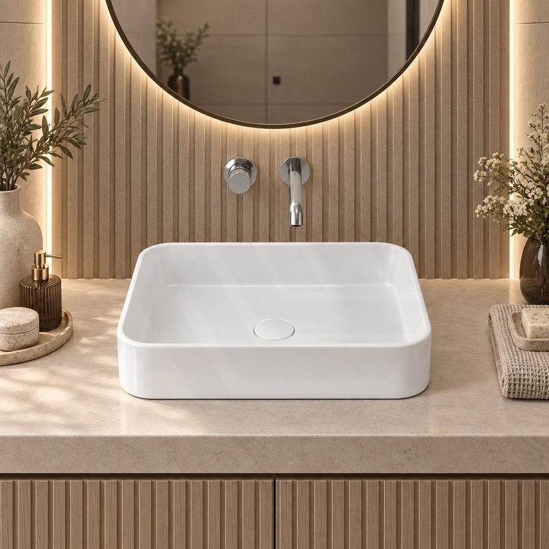 Lukka Kliff Rectangle Ceramic Above Counter Basin No Overflow 505x370x110mm - Variant Colour