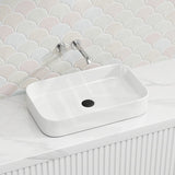Lukka Kliff Rectangle Above Counter Ceramic Basin 605x375x113mm - Variant Colour