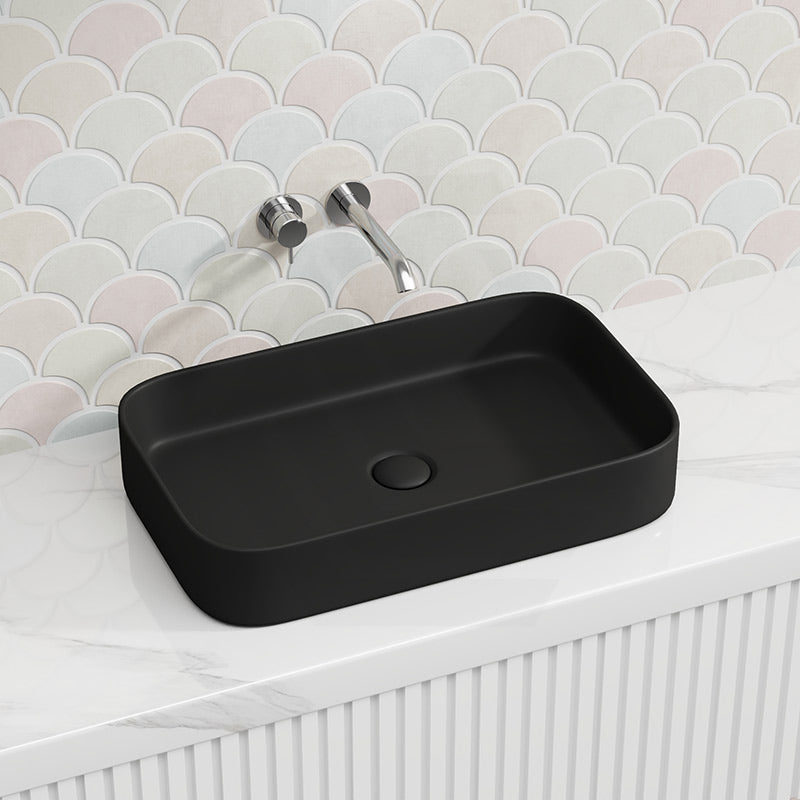 Lukka Kliff Rectangle Above Counter Ceramic Basin 605x375x113mm - Variant Colour
