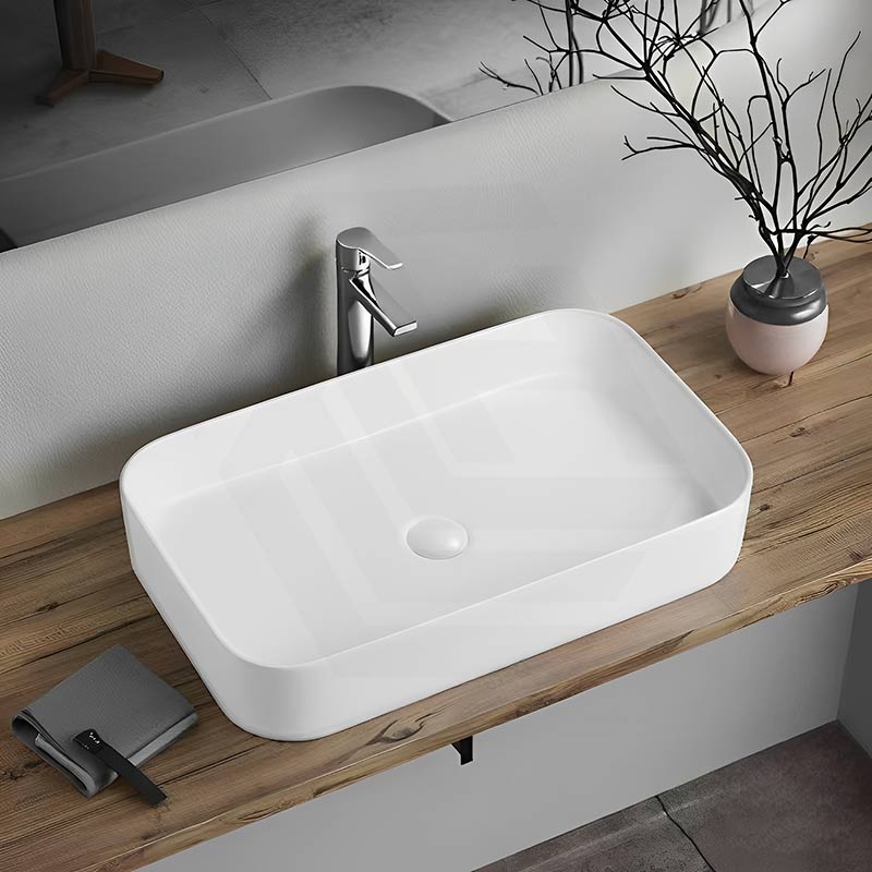 Lukka Kliff Rectangle Above Counter Ceramic Basin 605x375x113mm - Variant Colour