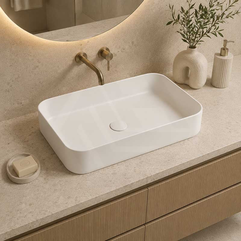 Lukka Kliff Rectangle Above Counter Ceramic Basin 605x375x113mm - Variant Colour
