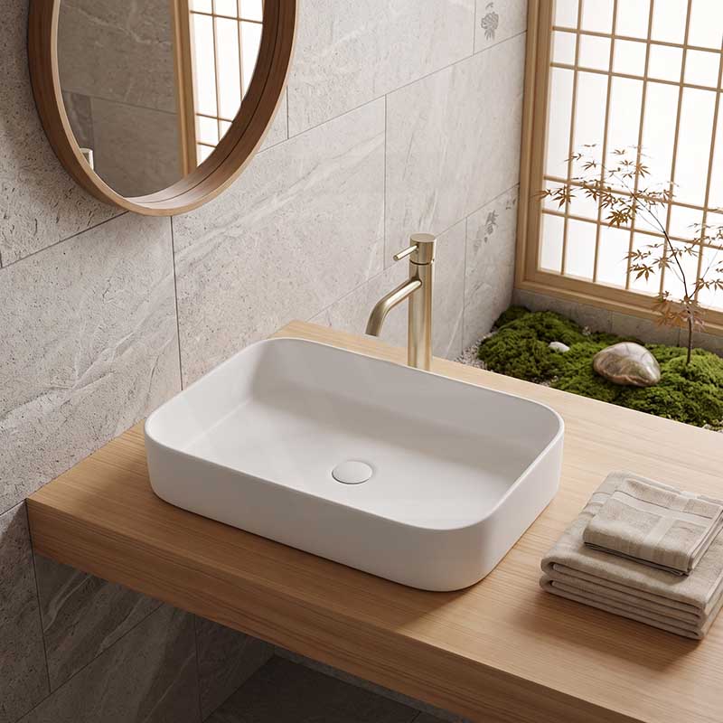 Lukka Kliff Rectangle Above Counter Ceramic Basin 605x375x113mm - Variant Colour