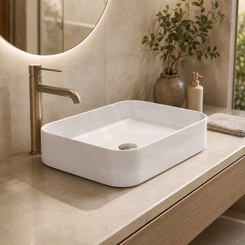 Lukka Kliff Rectangle Above Counter Ceramic Basin 605x375x113mm - Variant Colour