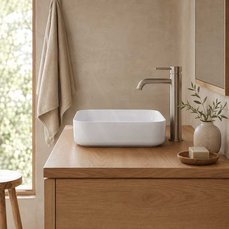 Lukka Kliff Rectangle Above Counter Ceramic Basin 605x375x113mm - Variant Colour