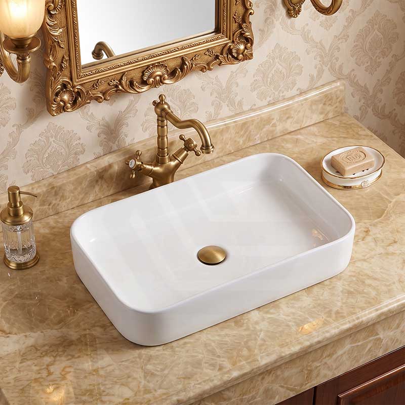 Lukka Kliff Rectangle Above Counter Ceramic Basin 605x375x113mm - Variant Colour