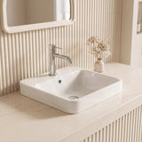 Lukka Kliff Fine Ceramic Inset Basin with Overflow and Tap hole 415/495mm - Gloss White