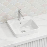 Lukka Kliff Fine Ceramic Inset Basin with Overflow and Tap hole 415/495mm - Gloss White