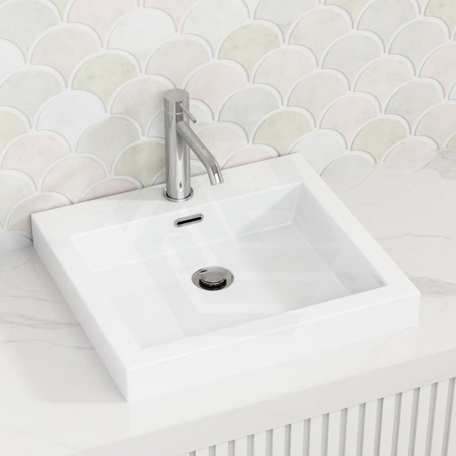 Lukka Kliff 480x450x120mm Gloss White Insert Ceramic Basin with Overflow and Taphole