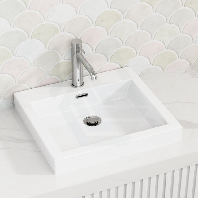 Lukka Kliff 480x450x120mm Gloss White Insert Ceramic Basin with Overflow and Taphole