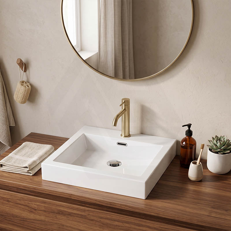 Lukka Kliff Rectangle Ceramic Inset Basin with Overflow & Tap hole 500x460x120mm - Gloss White