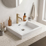 Lukka Kliff Rectangle Ceramic Inset Basin with Overflow & Tap hole 500x460x120mm - Gloss White