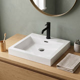 Lukka Kliff Rectangle Ceramic Inset Basin with Overflow & Tap hole 500x460x120mm - Gloss White