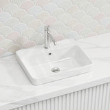 Lukka Kliff Fine Ceramic Inset Basin with Overflow and Tap hole 415/495mm - Gloss White