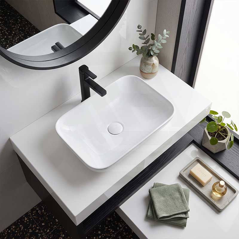 Lukka Kliff Rectangle Inset Ceramic Basin 520x340x150mm - Variant Colour