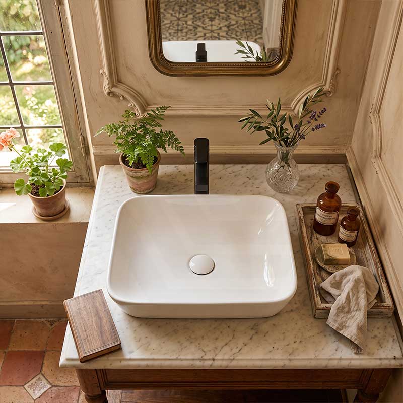 Lukka Kliff Rectangle Inset Ceramic Basin 520x340x150mm - Variant Colour